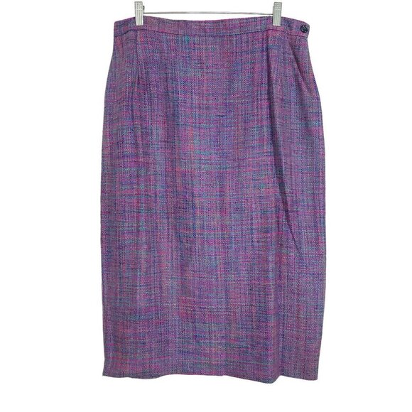 Vintage Vinci Clothiers Silk Set Womens Size 14 Jacket Midi Skirt Purple Career - Picture 9 of 16